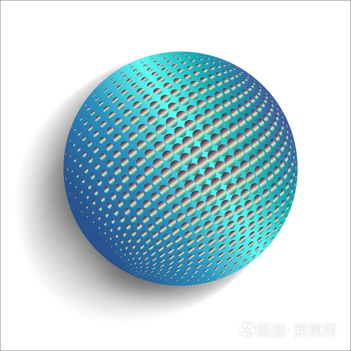 三维插图亮色球体半色调效应05