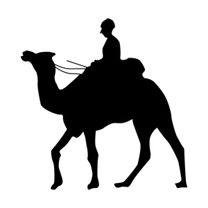 骆驼的剪影黑色沙漠背景. 骆驼队.