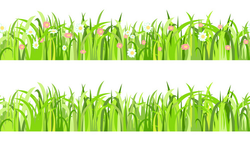 两种无缝模式与鲜花和绿草