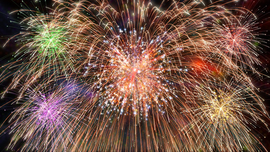 节日事件夜新年火节爆炸光的迎亲队伍乐趣明亮的生日五颜六色的烟花