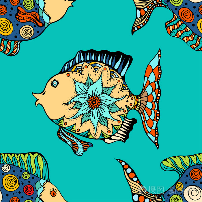 背景的抽象的鱼插画-正版商用图片1n47g7-摄图新视界