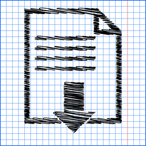 文件下载图标用笔在纸上的效果