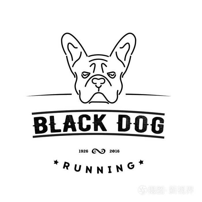 时髦的标识与法国斗牛犬.nanoline 风格