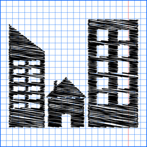 房地产图标用笔在纸上的效果图片