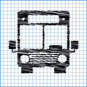 公共汽车图标用笔在纸上的效果
