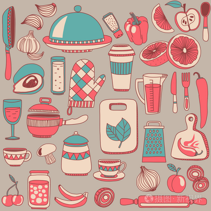 涂鸦厨具项目的集插画-正版商用图片1n4jcv-摄图新视界