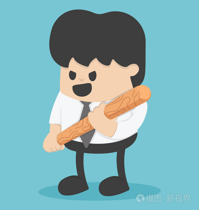 商人拿着一根棒球棒