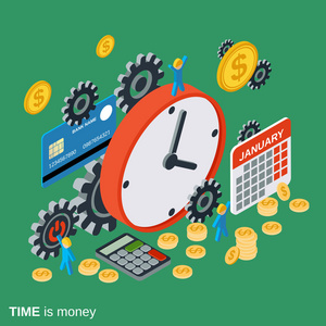 时间是金钱 时间管理 业务规划矢量的概念
