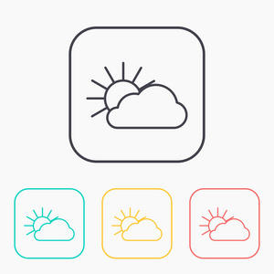太阳和云的颜色图标集