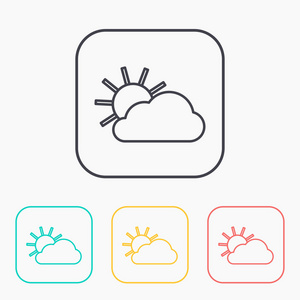 太阳和云的颜色图标集