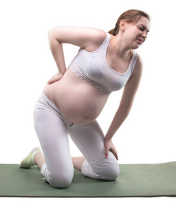 孕妇坐的女人和背部疼痛
