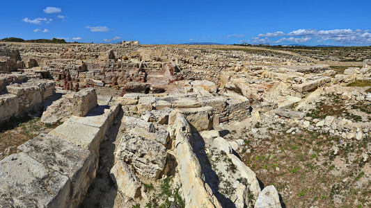 古希腊城市 Kourion 考古遗址 塞浦路斯利马索尔附近的废墟的全景视图