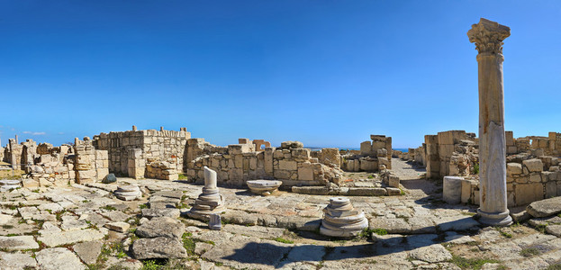 古希腊城市 Kourion 考古遗址 塞浦路斯利马索尔附近的废墟的视图