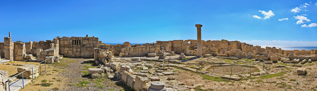 古希腊城市 Kourion 考古遗址 塞浦路斯利马索尔附近的废墟的全景视图