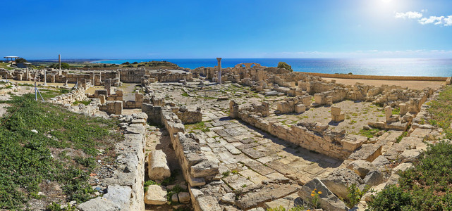 古希腊城市 Kourion 考古遗址 塞浦路斯利马索尔附近的废墟的全景视图