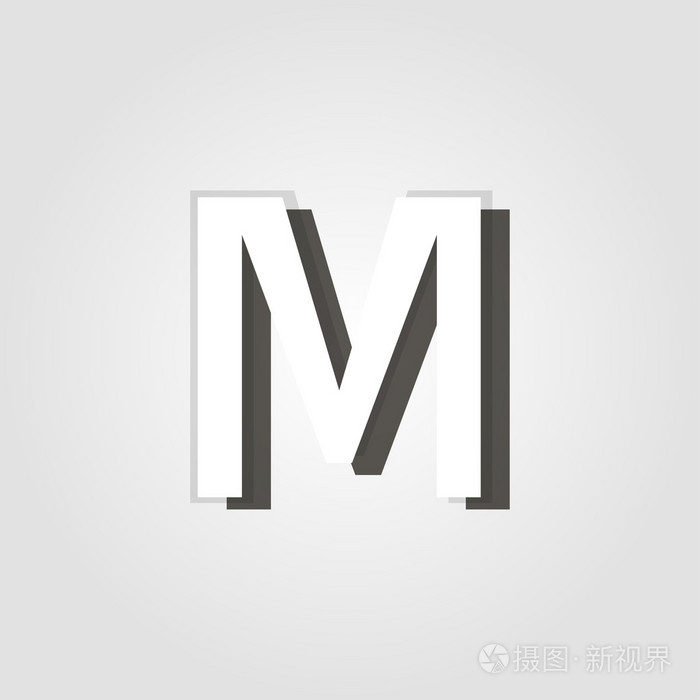 大写字母 m 在灰色的背景上