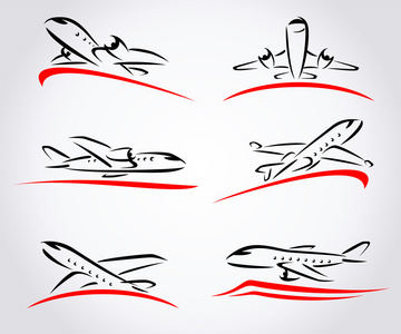 矢量飞机剪影集飞机抽象集.矢量照片