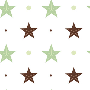 抽象的绿色和棕色恒星无缝矢量图案背景