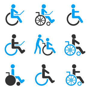 残障人士平面字形图标集