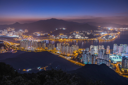 马鞍山在日落的时候,在市中心的马鞍山,hong 香港山风景照片
