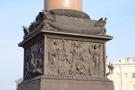 雕塑底座亚历山大柱的底座照片