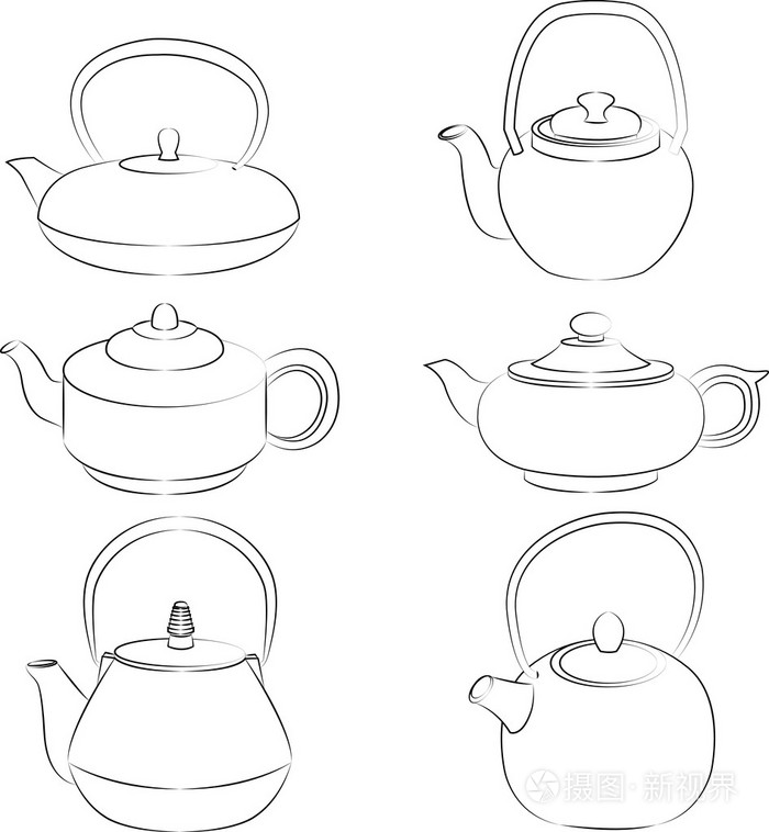 矢量图的设置的茶壶剪影