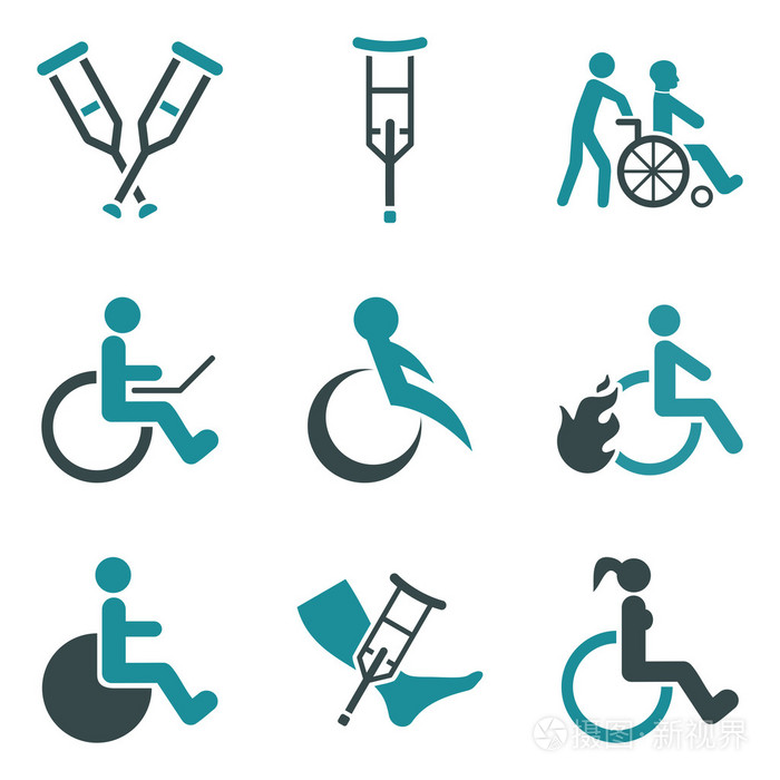 残疾人平面矢量图标集插画-正版商用图片1n59dz-摄图新视界