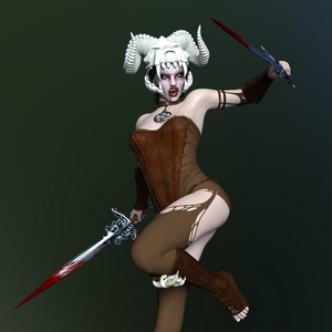 3d cg 渲染的女僵尸战士摄影图