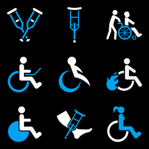 残疾人平面矢量图标集