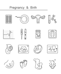 医学和妊娠矢量线图标