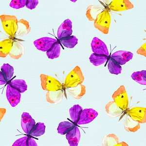 无缝图案装饰手绘绘图五颜六色的蝴蝶