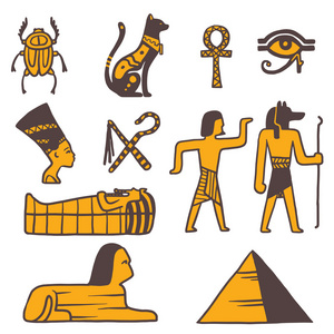 埃及旅游矢量图标符号