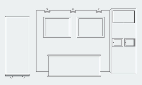 矢量空白贸易展览展位摊位。时髦的大纲样式