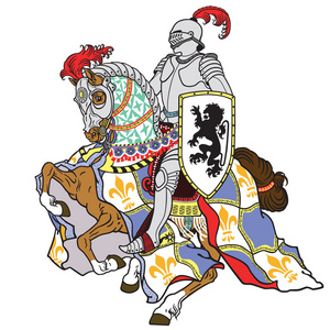 中世纪的骑士马