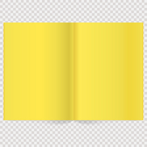 预订上铺着黄色的空白页。矢量空白杂志传播
