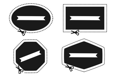 剪刀切割标签边框图片