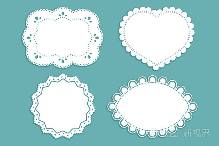 不同形状标签带花边边框