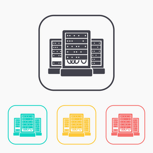 服务器机柜矢量彩色图标集照片