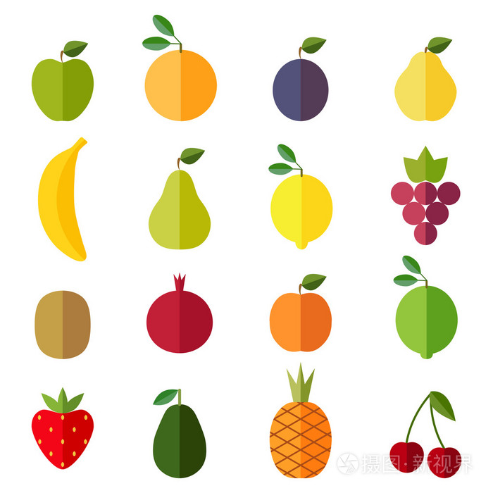 一套水果的平面设计图标
