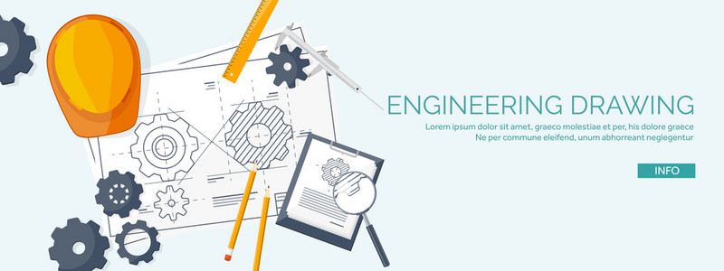 矢量图。工程和建筑。绘图 施工。建筑项目。设计素描。工作区的工具。规划 建筑