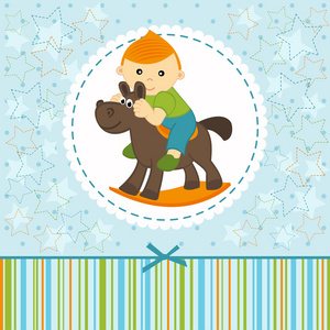 小男孩骑着匹马