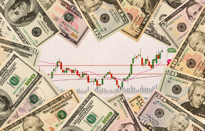 股票图表与我们钱作为背景.从上面查看照片-正版商用图片1n6av7-摄图