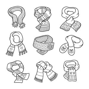 无色的向量组的动物和几何装饰围巾向量组的动物和几何图案针织手套