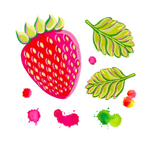 草莓的水彩艺术