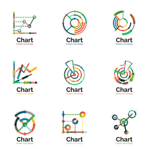细线图表标志设置。图图标现代彩色平面样式