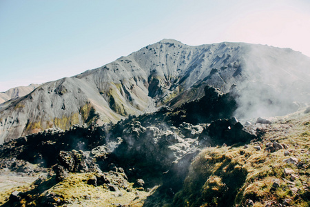 冰岛的景观。美丽的山脉和火山地区