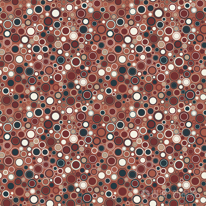 由巧克力背景上排列的几何元素组成.元素有圆形状, 不同颜色和大小