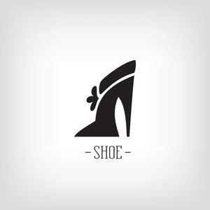 程式化的妇女的鞋子。图标的鞋店。公司标志设计