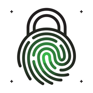 形状商务及办公设备图标矢量图标集2指纹锁形状人,指纹矢量抽象 logo