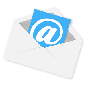 电子邮件概念信封和白色背景上的影子